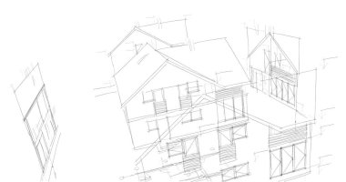 mimari çizimleri 3B illüstrasyon - illüstrasyon