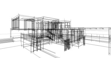 Ev kavramı kroki 3d çizim