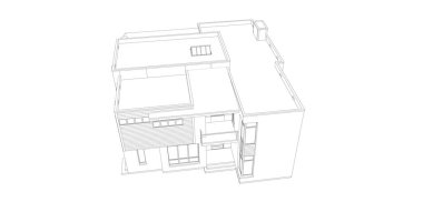 Arkaplanda mimari bina 3d illüstrasyon,