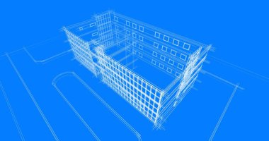 Binanın mimari 3d çizim çizim ev