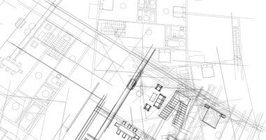 Binanın mimari 3d çizim çizim ev