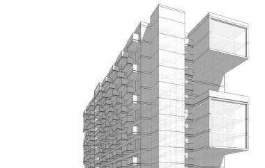 Binanın mimari 3d çizim çizim ev