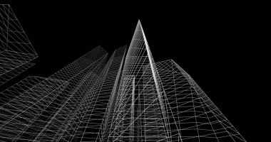 şehir mimarisi ve binalar 3D çizimi 