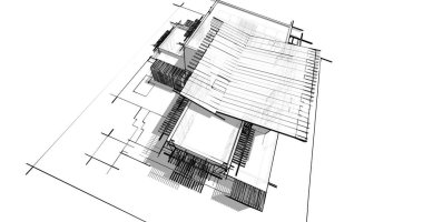Ev kavramı kroki 3d çizim