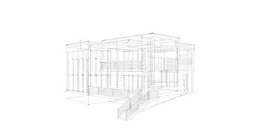 Arkaplanda mimari bina 3d illüstrasyon,