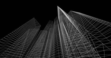 şehir mimarisi ve binalar 3D çizimi 