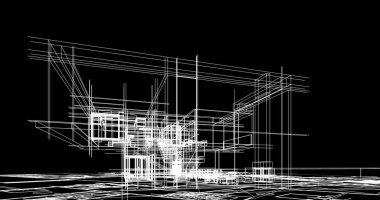 mimari çizimleri 3B illüstrasyon - illüstrasyon