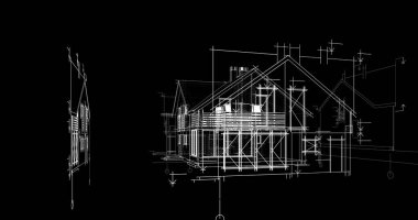 mimari çizimleri 3B illüstrasyon - illüstrasyon