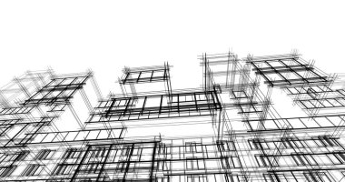 şehir mimarisi ve binalar 3D çizimi 