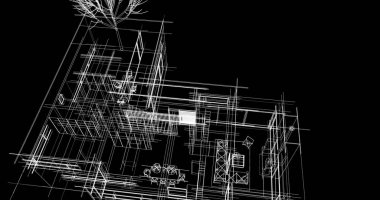 mimari çizimleri 3B illüstrasyon - illüstrasyon