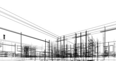 Ev kavramı kroki 3d çizim