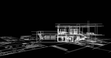 mimari çizimleri 3B illüstrasyon - illüstrasyon