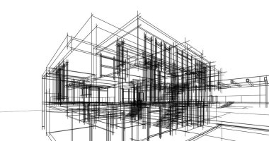 Ev kavramı kroki 3d çizim