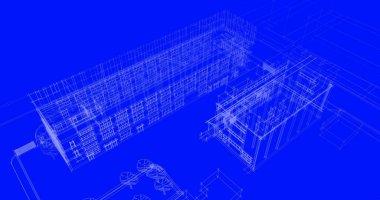 mimari çizimleri 3B illüstrasyon - illüstrasyon