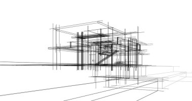 Ev kavramı kroki 3d çizim