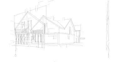 mimari çizimleri 3B illüstrasyon - illüstrasyon