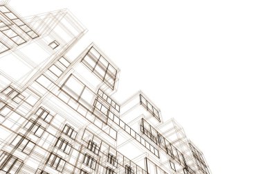 mimari çizimleri 3B illüstrasyon - illüstrasyon