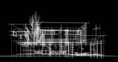 mimari çizimleri 3B illüstrasyon - illüstrasyon