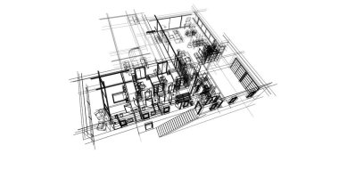 Ev kavramı kroki 3d çizim