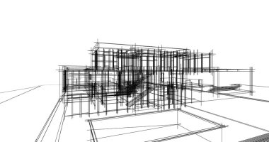 Ev kavramı kroki 3d çizim