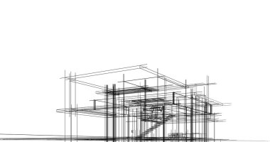 Ev kavramı kroki 3d çizim