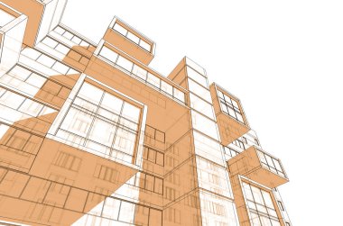 Binanın mimari 3d çizim çizim ev