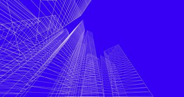 şehir mimarisi ve binalar 3D çizimi 