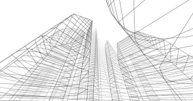 şehir mimarisi ve binalar 3D çizimi 