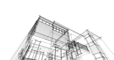 Ev kavramı kroki 3d çizim