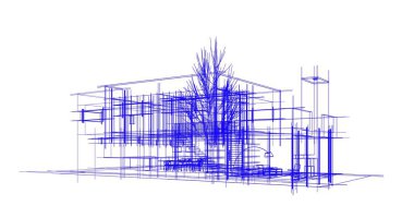 Binanın mimari 3d çizim çizim ev