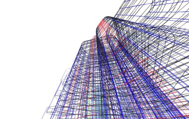 Binanın mimari 3d çizim çizim ev