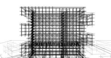 mimari çizimleri 3B illüstrasyon - illüstrasyon