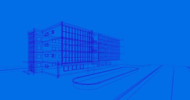 Binanın mimari 3d çizim çizim ev