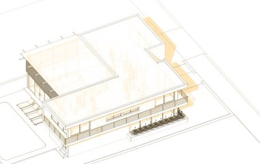 mimari çizimleri 3B illüstrasyon - illüstrasyon