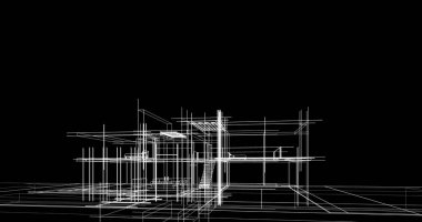 Ev kavramı kroki 3d çizim