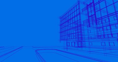 Binanın mimari 3d çizim çizim ev