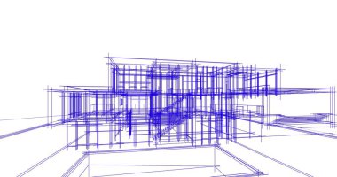 Ev kavramı kroki 3d çizim