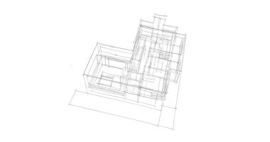 Binanın mimari 3d çizim çizim ev