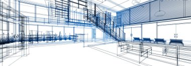 mimari çizimleri 3B illüstrasyon - illüstrasyon