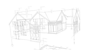 mimari çizimleri 3B illüstrasyon - illüstrasyon