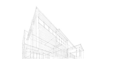 Arkaplanda mimari bina 3d illüstrasyon,