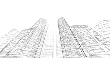 şehir mimarisi ve binalar 3D çizimi 