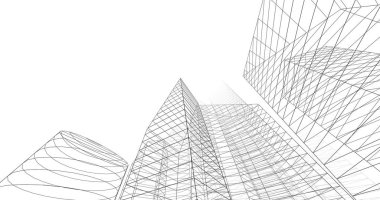 şehir mimarisi ve binalar 3D çizimi 