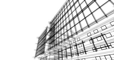 Binanın mimari 3d çizim çizim ev