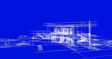 mimari çizimleri 3B illüstrasyon - illüstrasyon