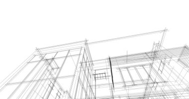 Arkaplanda mimari bina 3d illüstrasyon,