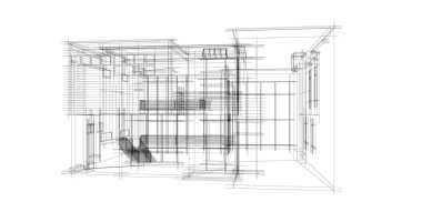 Arkaplanda mimari bina 3d illüstrasyon,