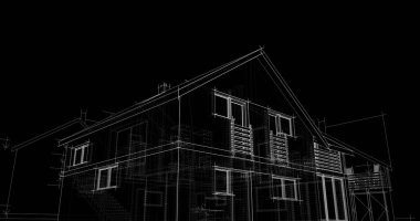 mimari çizimleri 3B illüstrasyon - illüstrasyon