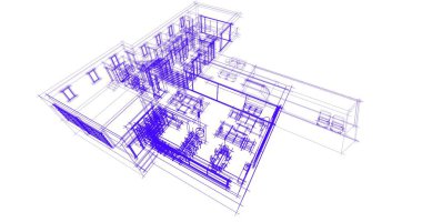 Ev kavramı kroki 3d çizim