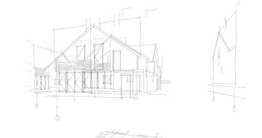 mimari çizimleri 3B illüstrasyon - illüstrasyon